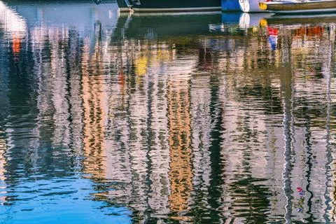 Waterfront Reflection Abstract Inner Harbor Honfluer France Stock Photos