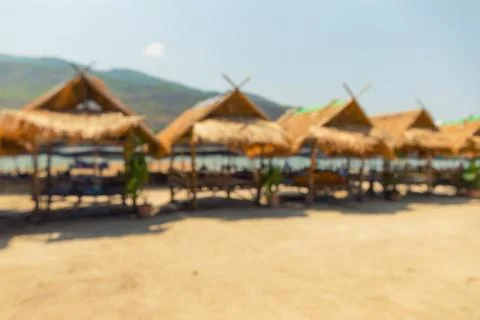 Waterfront restaurant blurred Stock Photos