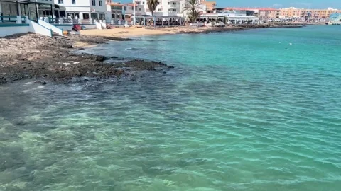 Waterfront restaurants Corralejo Stock Footage 221426527