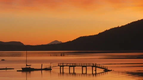 Waterfront Sunrise or Sunset Stock Footage 62846801