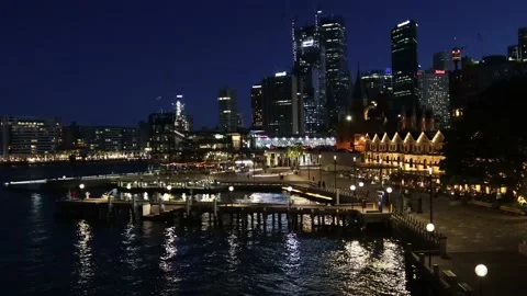 Waterfront of Sydney CBD landmarks in The Rocks and Circular Quay as 4k. Stock Footage 143140417