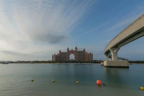Waterfront view of Atlantis Hotel, The Palm, Dubai, United Arab Emirates Stock Photos