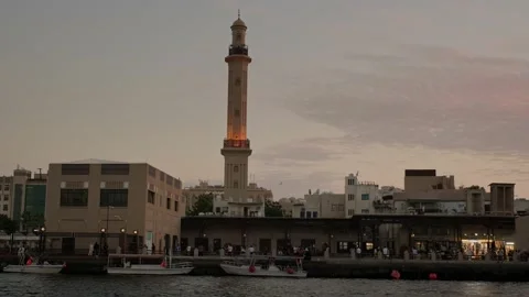 Waterfront view at Dubai Creek Stock Footage 233685833