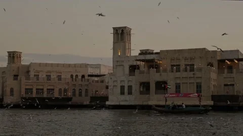 Waterfront view at Dubai Creek Stock Footage 233686584