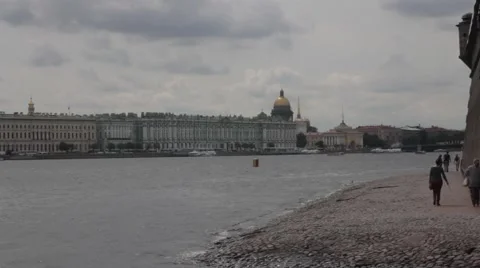 Waterfront view of Peter and Paul Fortress Hermitage Vídeo Stock 52840236