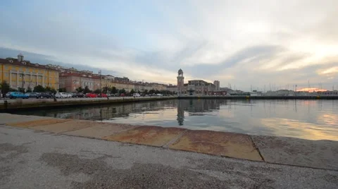 Waterfront views from the pier of Trieste. Trieste Italy Video stock 60718190