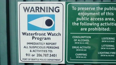 Waterfront watch sign  Stock Footage 73498192