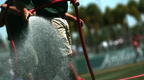 Watering a Baseball Field in Slow Motion Stock Footage 64306592