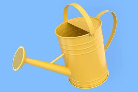 Watering can on blue background. 3d render concept of gardening equipment tools 스톡 일러스트