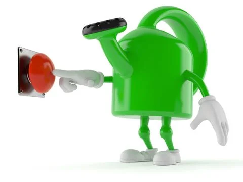 Watering can character with push button Stock Illustration