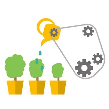 Watering can with flower vector icon. Vector flat cartoon illustration design Illustration
