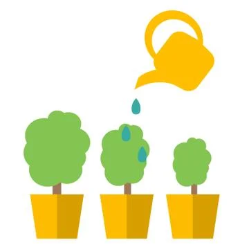 Watering can with flower vector icon. Vector flat cartoon illustration design Illustration