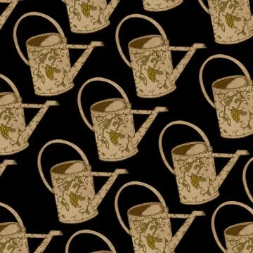 Watering can pattern, fabric, repeating pattern Stock Illustration