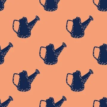 Watering can seamless pattern. Garden background. Illustrazione stock