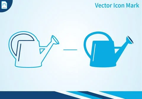 Watering can vector icon mark set, outline and filled styles concept. Ilustração Stock