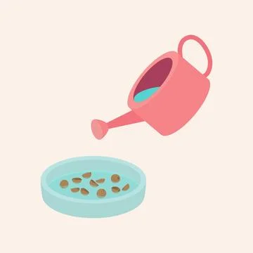 Watering coriander seed Flat Vector illustration Stock Illustration