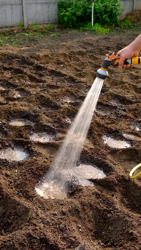 Watering in the garden. Selective focus. Stock Footage 313341764