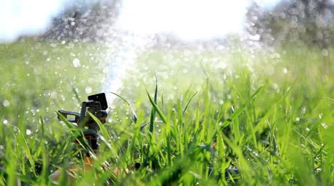 Watering grass in park.  Stock Footage 27088575