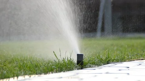 Watering of grass. slow motion. Vídeos de archivo 8524847