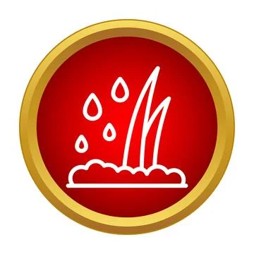 Watering grass sprouts with rain drops icon Stock Illustration