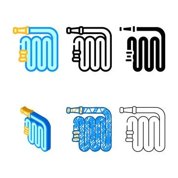 Watering hose color icon vector types isolated Stock Illustration