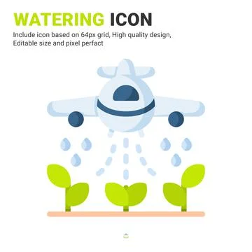 Watering icon vector with flat color style isolated on white background Illustrazione stock