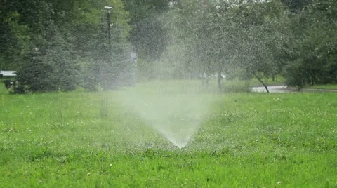 Watering the lawn Stock Footage 22178492