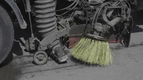 Watering machine going down the Old Arbat Street Foto stock