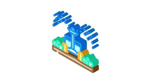 Watering robot harvests isometric icon animation Stock Footage 327278484