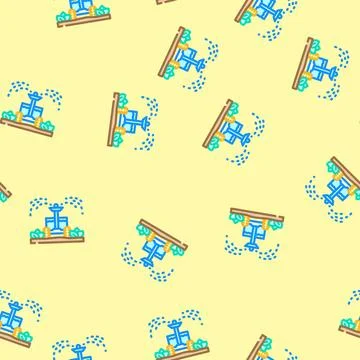 Watering robot harvests vector seamless pattern Illustrazione stock