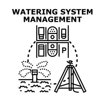 Watering system management automating irrigation equipment and smart technolo Stock Illustration