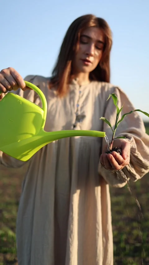 Watering a young plant Stock-Footage 337941335