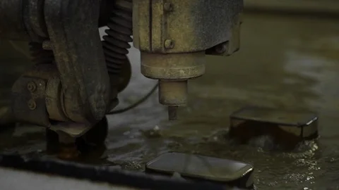 Waterjet cutting metal Stock Footage