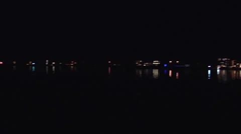 Waterline pan, night lights Stock Footage 24458820
