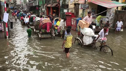 Waterlogged Dhaka Stock Footage 251849955