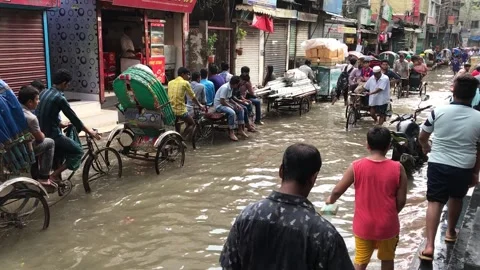 Waterlogged Dhaka Stock Footage 251850408