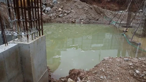 Waterlogging at Construction site Stock Footage 249869362