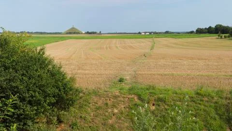 The Waterloo battlefield seen from the wounded eagle monument. Stock Photos