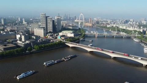 Waterloo bridge across the river thames, london, england.. Stock Footage 176865701