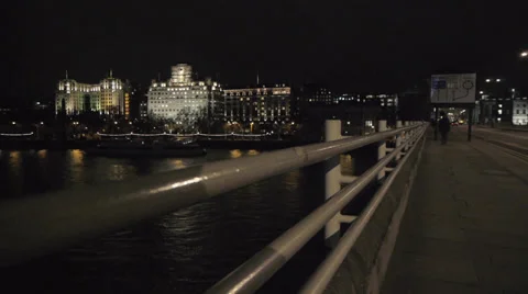 Waterloo bridge night scene Stock Footage 35992492