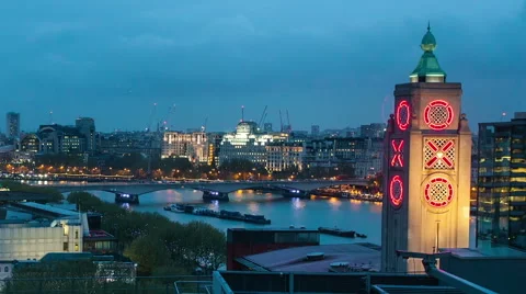 Waterloo Bridge, OXO Tower sunset time lapse. 스톡 동영상 49623526