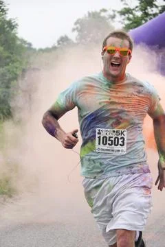 Waterloo, Canada - June 29 2014: unidentified people at Color Run Stock Photos