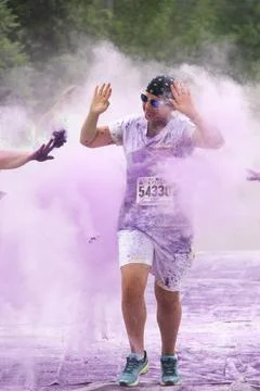 Waterloo, Canada - June 29 2014: unidentified people at Color Run Stock Photos