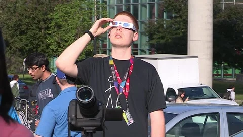 Waterloo, Ontario, Canada Oct 8 2017 Solar eclipse glasses to protect eyes Stock Footage 263526209