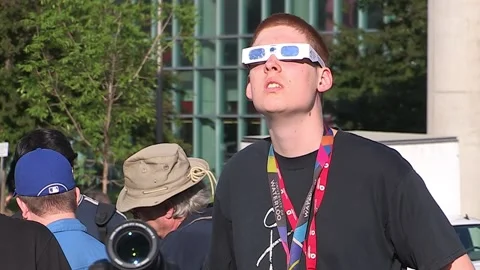 Waterloo, Ontario, Canada Oct 8 2017 Solar eclipse glasses to protect eyes Stock Footage 263527993