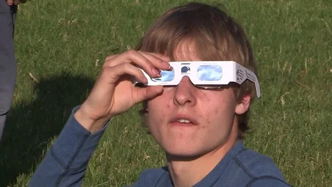 Waterloo, Ontario, Canada Oct 8 2017 Solar eclipse glasses to protect eyes Stock Footage 263533120