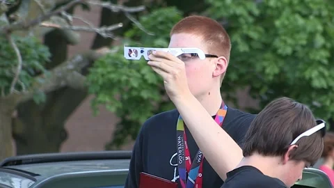 Waterloo, Ontario, Canada Oct 8 2017 Solar eclipse glasses to protect eyes Stock Footage 263534298