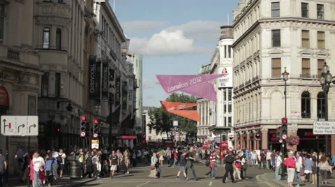 Waterloo Place during the London 2012 Olympics Stock Footage 35150554