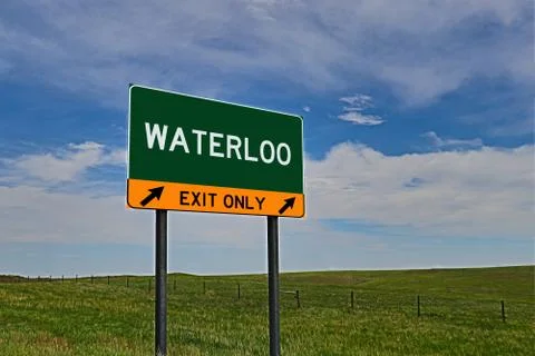 WATERLOO US Highway Exit Only Sign Stock Photos