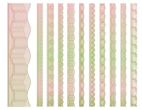 Watermark security guilloche border frames set Stock Illustration